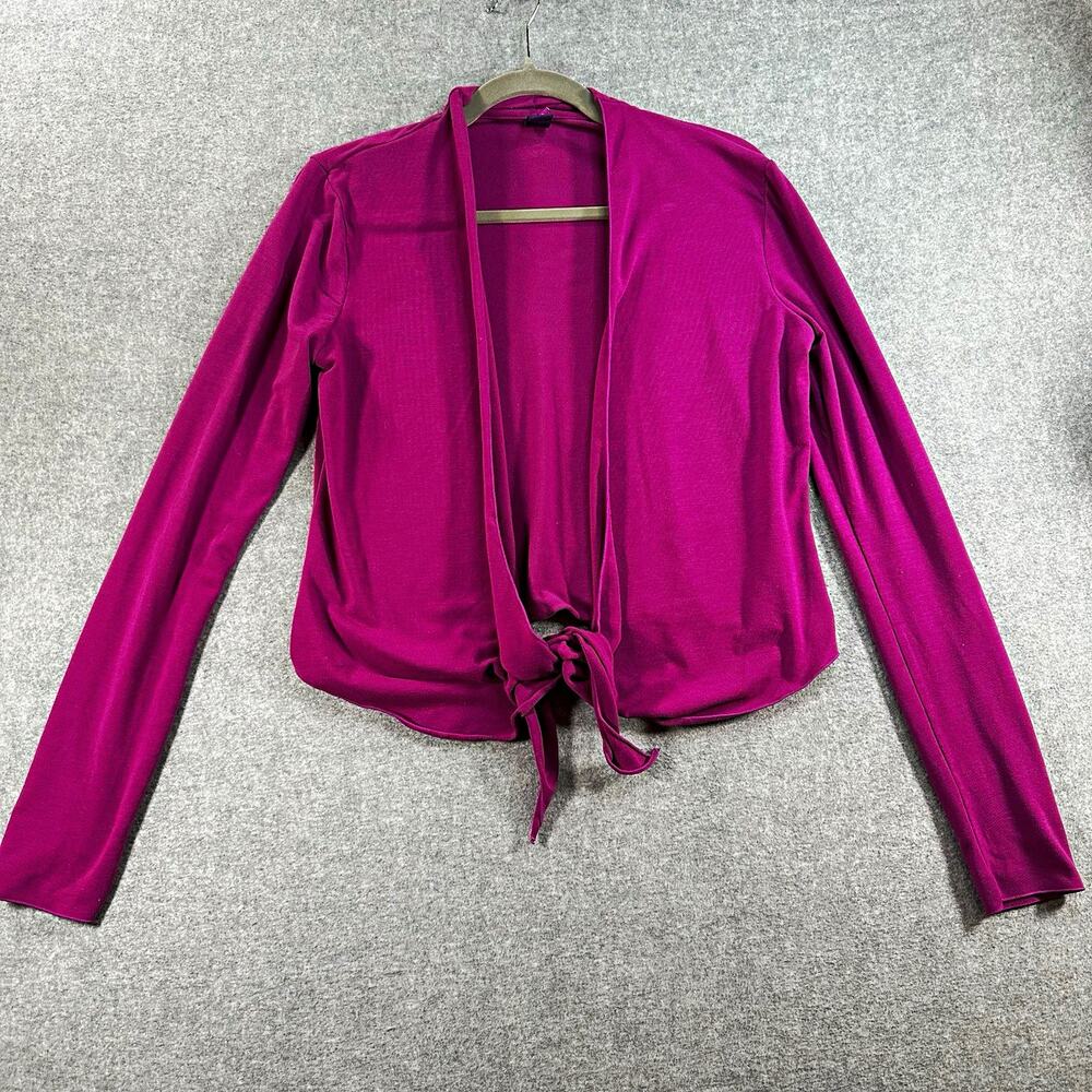 PrAna Breathe Cardigan Womens M Magenta Tie Front Ballet Yoga Wrap Top